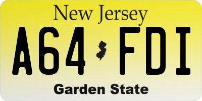 NJ license plate A64FDI
