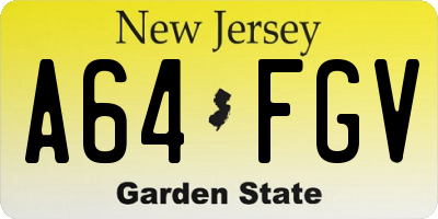 NJ license plate A64FGV