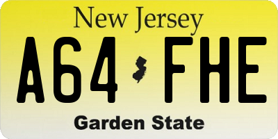 NJ license plate A64FHE