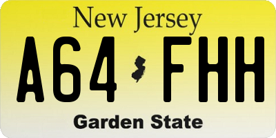 NJ license plate A64FHH