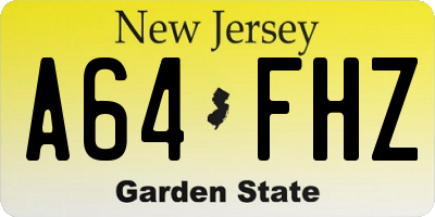 NJ license plate A64FHZ