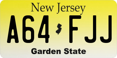NJ license plate A64FJJ