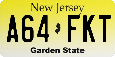 NJ license plate A64FKT