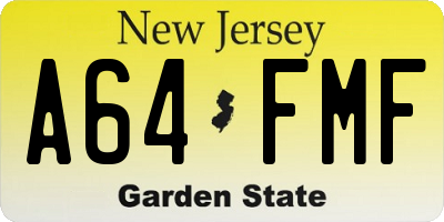 NJ license plate A64FMF