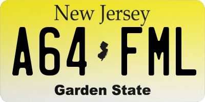 NJ license plate A64FML