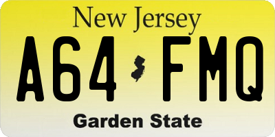 NJ license plate A64FMQ