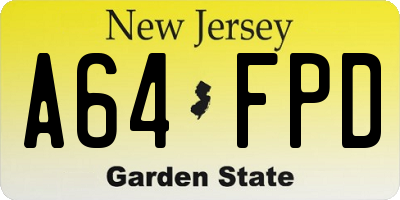 NJ license plate A64FPD