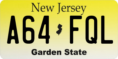 NJ license plate A64FQL