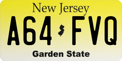 NJ license plate A64FVQ