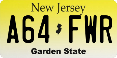 NJ license plate A64FWR