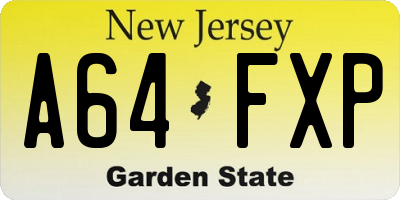 NJ license plate A64FXP