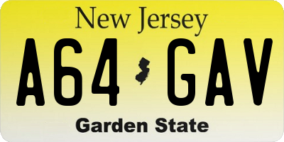 NJ license plate A64GAV