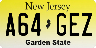 NJ license plate A64GEZ