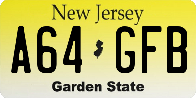 NJ license plate A64GFB