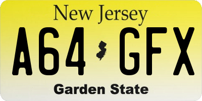 NJ license plate A64GFX