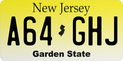 NJ license plate A64GHJ