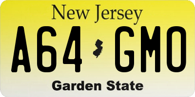 NJ license plate A64GMO
