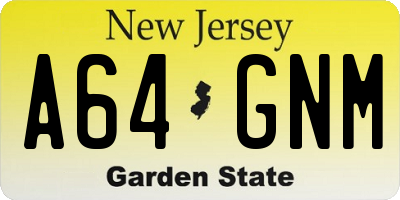 NJ license plate A64GNM