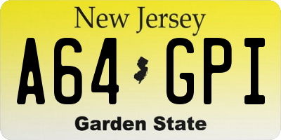 NJ license plate A64GPI
