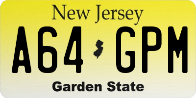 NJ license plate A64GPM
