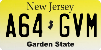 NJ license plate A64GVM