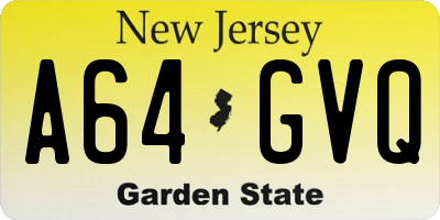 NJ license plate A64GVQ