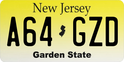 NJ license plate A64GZD