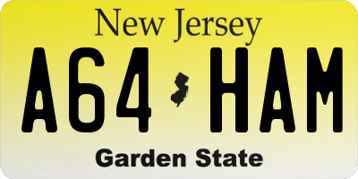 NJ license plate A64HAM