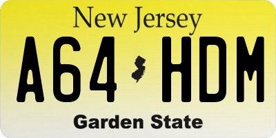 NJ license plate A64HDM