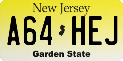 NJ license plate A64HEJ