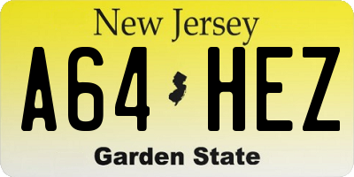 NJ license plate A64HEZ