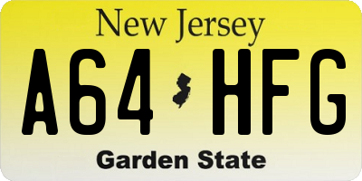 NJ license plate A64HFG