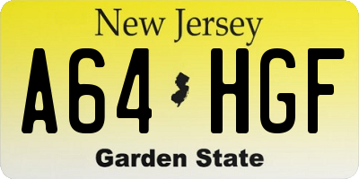 NJ license plate A64HGF