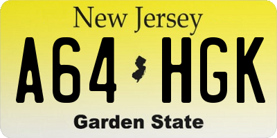 NJ license plate A64HGK