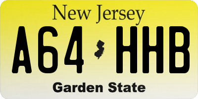 NJ license plate A64HHB