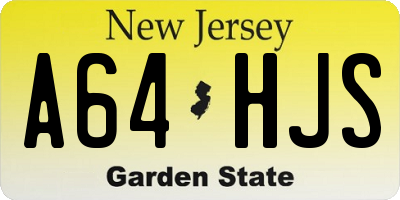 NJ license plate A64HJS