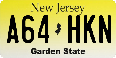 NJ license plate A64HKN