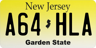 NJ license plate A64HLA