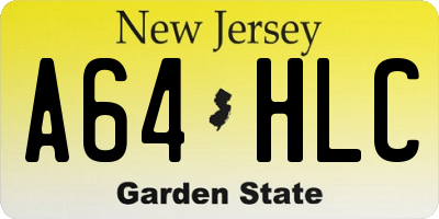 NJ license plate A64HLC