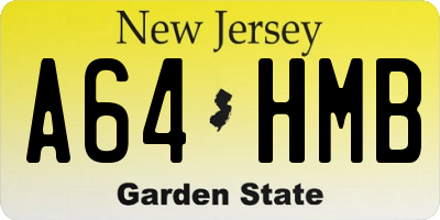 NJ license plate A64HMB