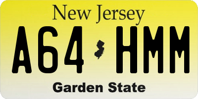 NJ license plate A64HMM