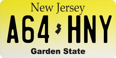 NJ license plate A64HNY
