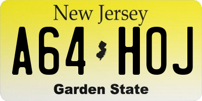 NJ license plate A64HOJ