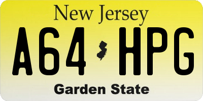 NJ license plate A64HPG