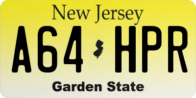 NJ license plate A64HPR