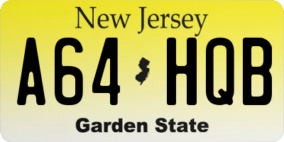 NJ license plate A64HQB