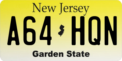 NJ license plate A64HQN