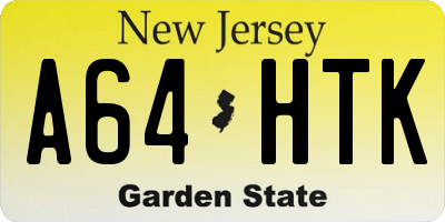 NJ license plate A64HTK