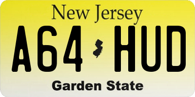NJ license plate A64HUD