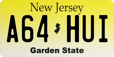 NJ license plate A64HUI